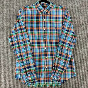 Ralph Lauren Slim Fit Plaid Shirt Mens Large Preppy Cotton Button Down